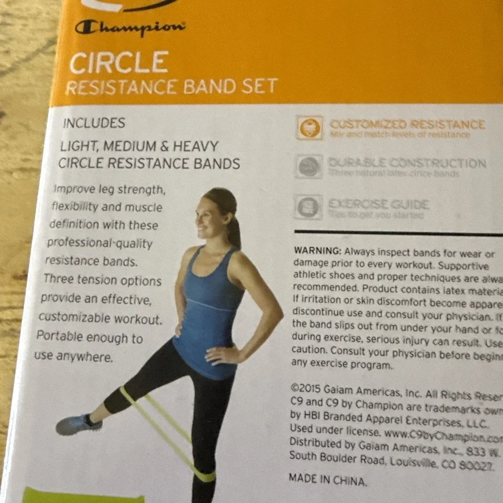 CHAMPION Exercise Circle Resistance Band ~ 3 Pack Set Light Medium & Heavy NEW